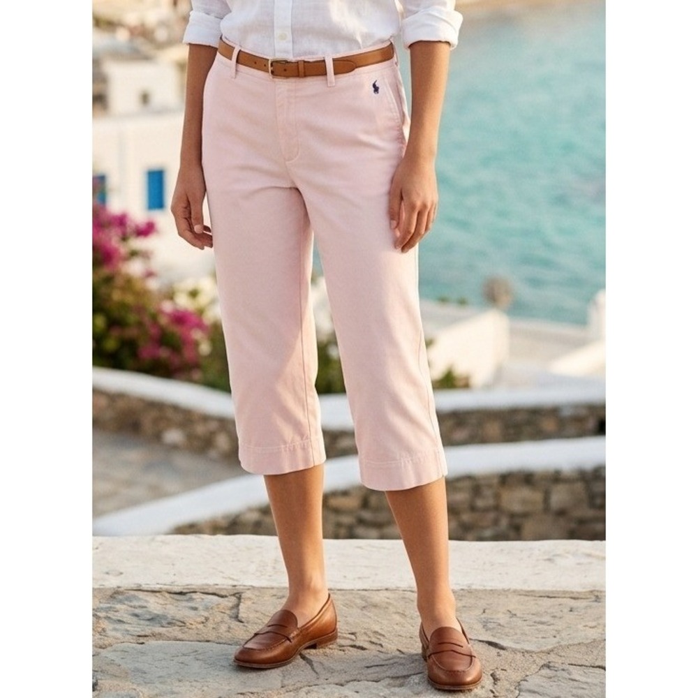 Ralph Lauren Sport Chino Capri Cropped Pants Women's Pink Coastal Cotton Sz‎ XL?